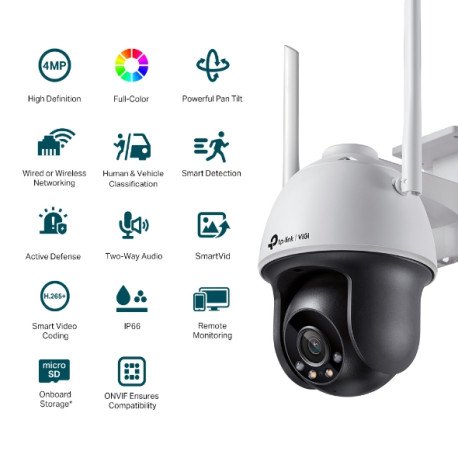 TP-Link VIGI 4MP Outdoor Full-Color Wi-Fi Pan Tilt Network Camera (4mm)