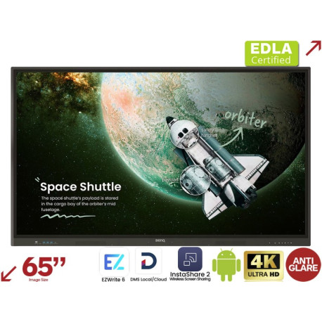 BenQ 65" RE6504A Touchscreen 4K UHD (3840×2160) IPS, 16:9, 8GB/64GB, 450cd/m2, 1200:1, 4xHDMI, 5xUSB-A, 2xUSB-C, 2xUSB-B, zvu