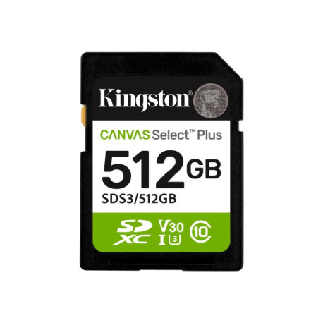 Kingston 512GB SDHC Canvas Select Plus Gen 3 150R512GB SDXC Canvas Select Plus 150R C10 UHS-I U3 V3