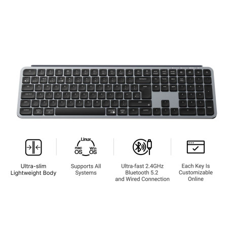 Tipkovnica Keychron B6P-K1-UK Space Gray100% Layout/BT/2.4GHz/Wired