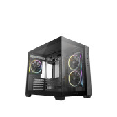 Računalniško ohišje DeepCool CG330 3F, micro-ATX, kaljeno steklo, črno