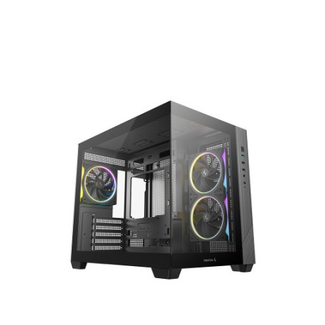 Računalniško ohišje DeepCool CG330 3F, micro-ATX, kaljeno steklo, črno