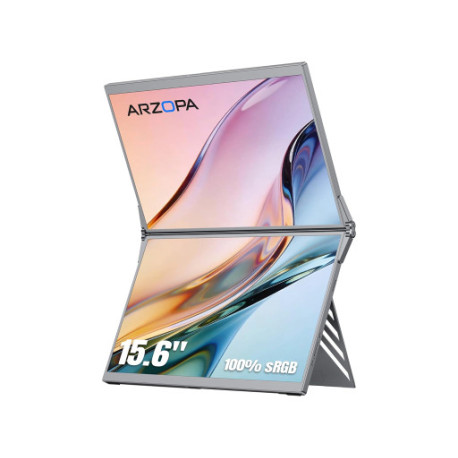 Prenosni monitor 15.6'' (40 cm), FullHD, IPS, 60Hz, dva zaslona, mHDMI, USB-C, zvočniki, ARZOPA E1