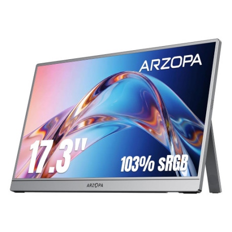 Prenosni monitor 17.3'' (44 cm) FullHD, IPS, 60Hz, mHDMI, USB-C, zvočniki, ARZOPA Z1C Plus, siv