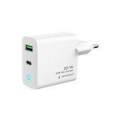 Gembird 2-port 20W USB fast charger, LED, white
