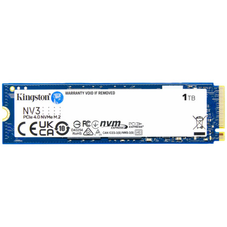 Kingston 1TB NV3 M.2 2280 PCIe 4.0 SSD, R/W: 6000/4000 MB/s (SNV3S/1000G)