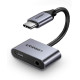 UGREEN adapter Type C (M) na 3.5mm Audio + Type C (Ž), sivi