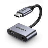 UGREEN adapter Type C (M) na 3.5mm Audio + Type C (Ž), sivi