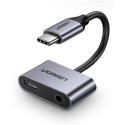 UGREEN adapter Type C (M) na 3.5mm Audio + Type C (Ž), sivi