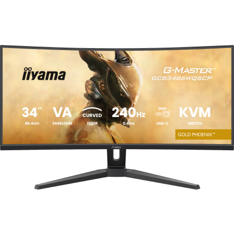 IIYAMA 34" GCB3486WQSCP-B1 UWQHD (3440x1440) VA Curved, 240Hz, 1500R 21:9, 500 cd/m2, 4000:1, 0.4ms, 2×HDMI/DP, USB-C Dock 95