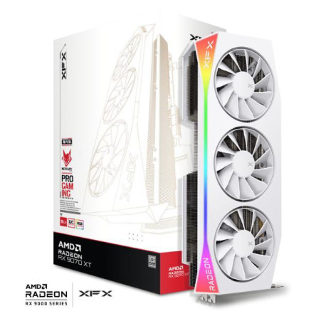 XFX Mercury AMD Radeon RX 9070XT OC Gaming Edition WHITE with RGB 16GB GDDR6, HDMI 3xDP