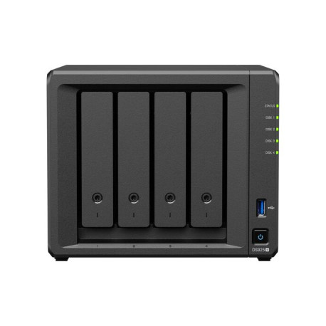 Syology DS925neo+, Tower, 4-BAY, CPU AMD Ryzen V1500B 4 core 2.2 GHz, 4 GB DDR4 non-ECC SODIMM, 2x R