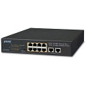 PLANET preklopnik (Switch) 10" 8-port 10/100TX 802.3at PoE + 2-port 10/100TX, rack-mountable