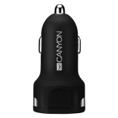 CANYON Universal  2xUSB car adapter, Input 12V-24V, Output 5V-2.4A, with Smart IC, black rubber coat