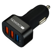 CANYON Universal 3xUSB car adapter(1 USB with Quick Charger QC3.0), Input 12-24V, Output USB/5V-2.1A