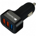 CANYON Universal 3xUSB car adapter(1 USB with Quick Charger QC3.0), Input 12-24V, Output USB/5V-2.1A